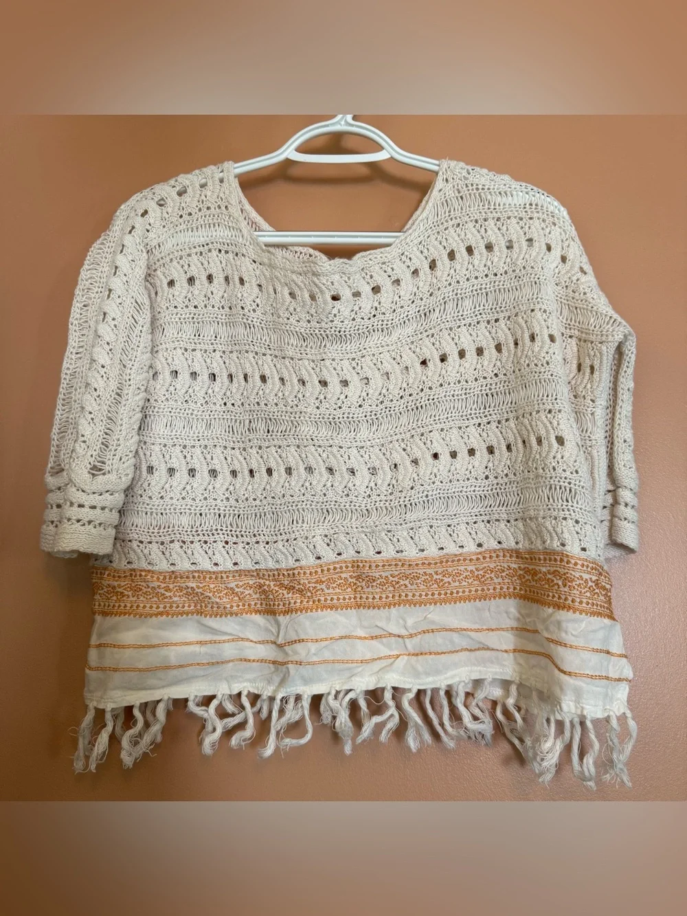 Free People New Romantics Crochet Fringe Top S Coastal Cowgirl Boho Festival Y2K